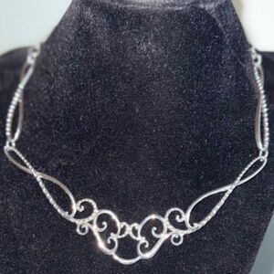 Carolyn Pollack Relios Silver Sincerely Fabulous Moon Bib Ornate Scroll Necklace